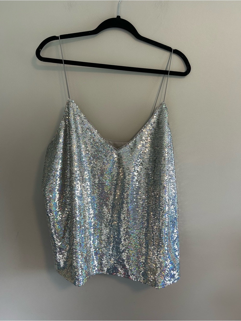 NEW ASOS us 16 silver sequin spaghetti strap tank top